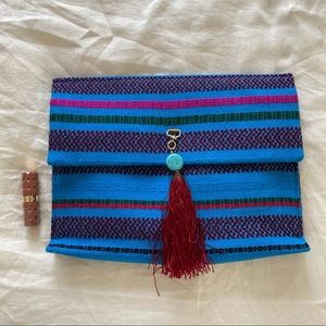 Multicolour over sized envelope clutch bag